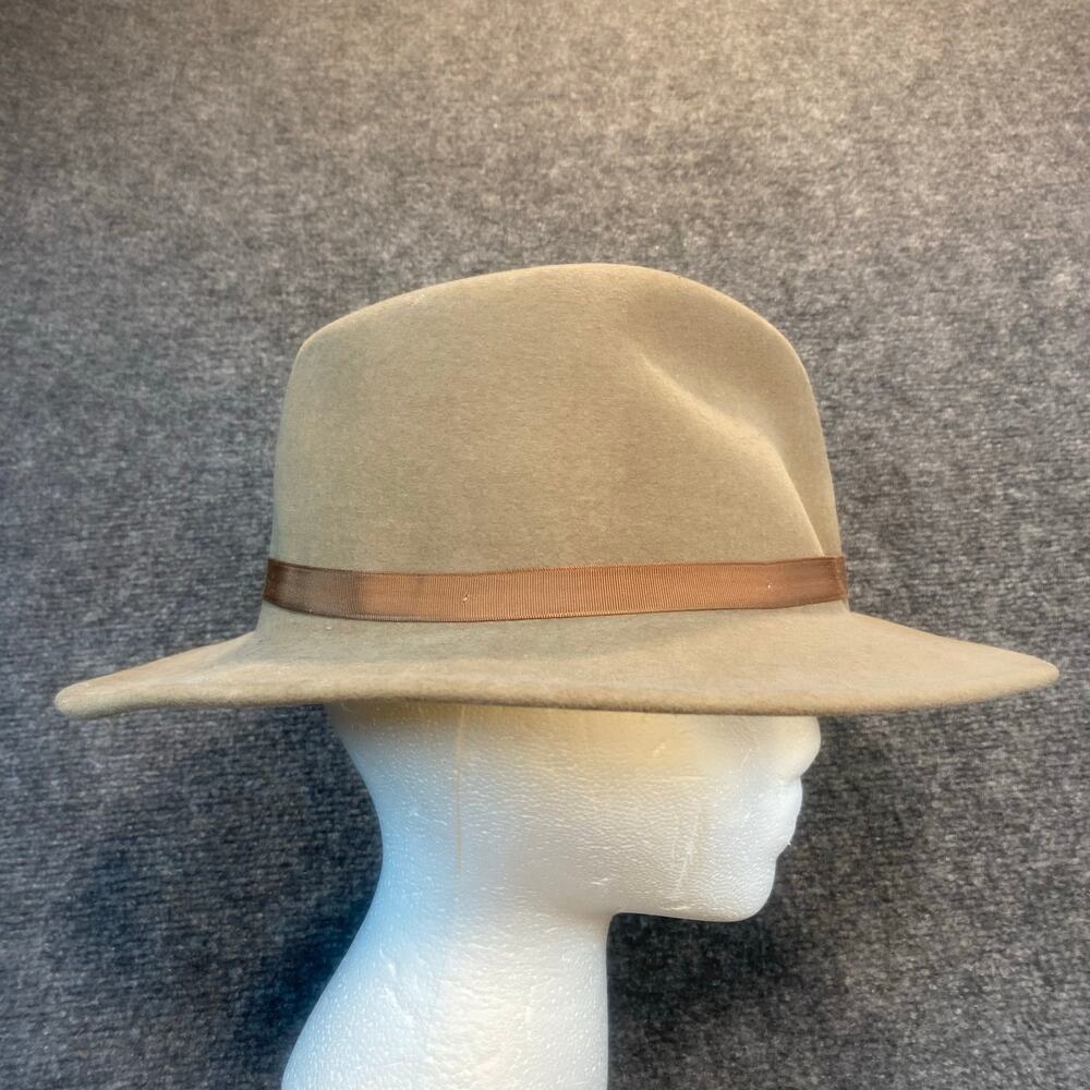 Scala Vintage Tan 100% Wool Felt Fedora Hat Made in USA Dorfman Pacific Size L
